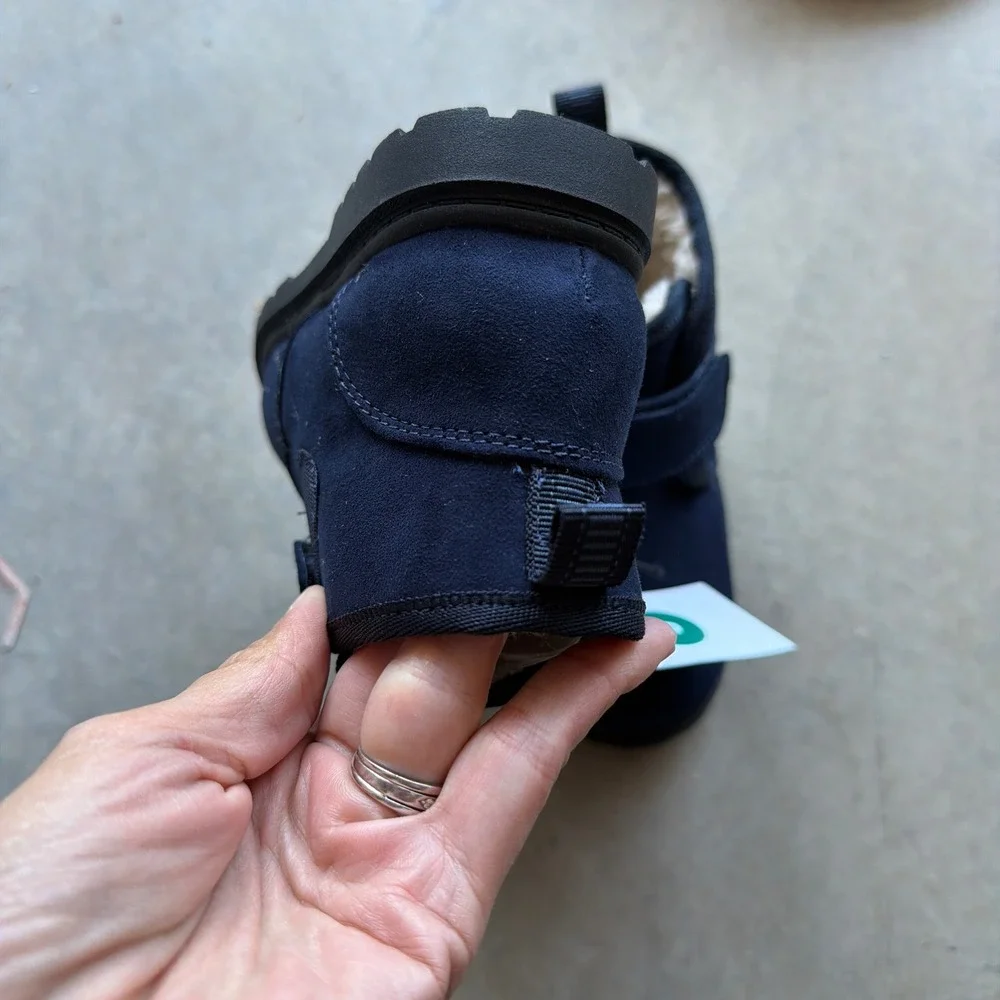 Cat & Jack Toddler‎ Magnus Boots Navy Blue Faux Suede Fur Lined Size 9 NEW